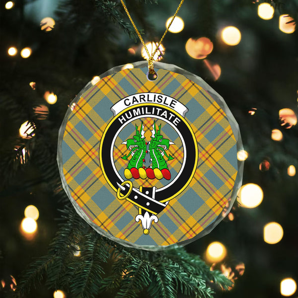 Carlisle (Carlill) Weathered Clan Badge Tartan Glass Ornament