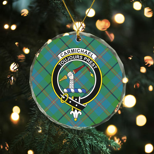 Carmichael Ancient Clan Badge Tartan Glass Ornament