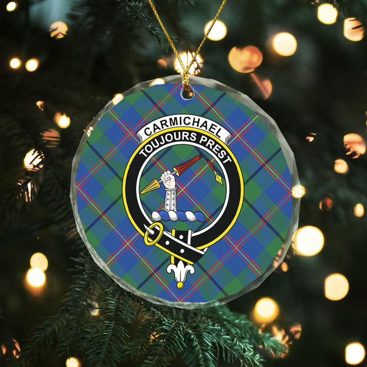 Carmichael Modern Clan Badge Tartan Glass Ornament