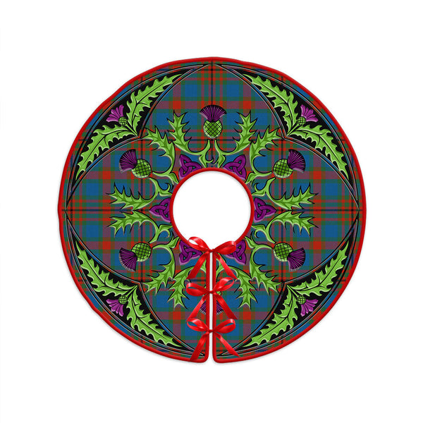 Carnegie Ancient Clan Badge Tartan Christmas Tree Skirt Scottish Thistle Design