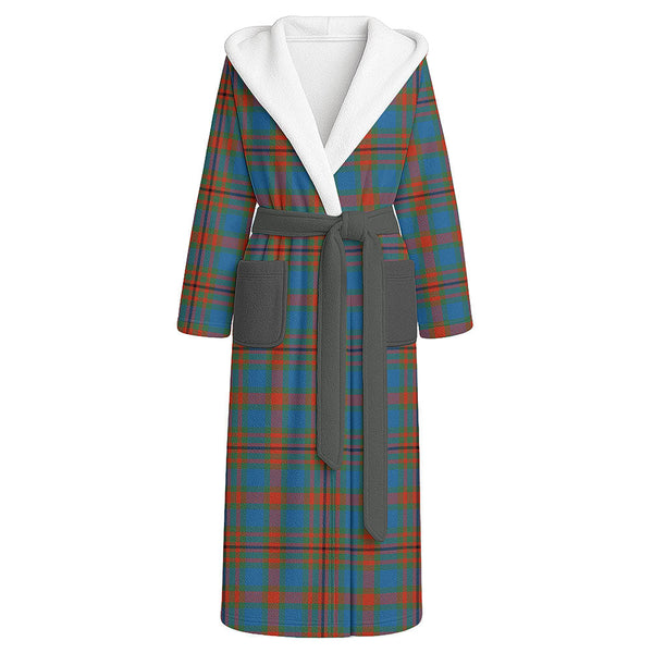 Carnegie Ancient Clan Badge Tartan Flannel Hooded Bathrobe