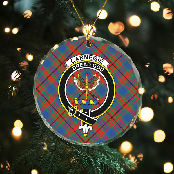 Carnegie Modern Clan Badge Tartan Glass Ornament