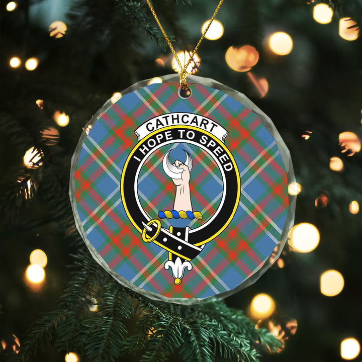 Cathcart Ancient Clan Badge Tartan Glass Ornament