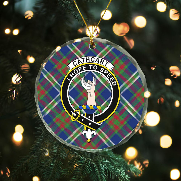 Cathcart Modern Clan Badge Tartan Glass Ornament