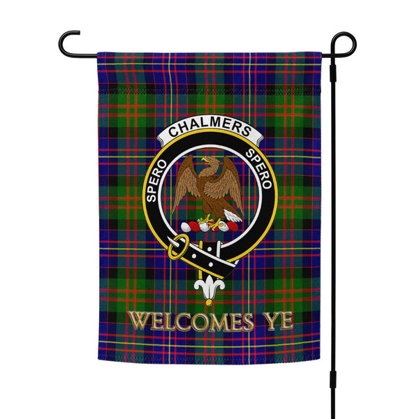 Chalmers Modern Clan Badge Tartan Garden Flag