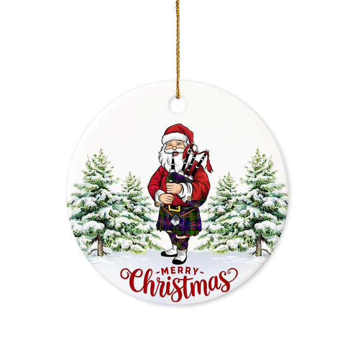 Chalmers Modern Tartan Ceramic Ornament Santa