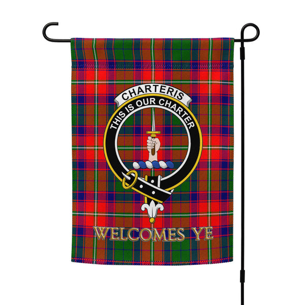 Charteris District Clan Badge Tartan Garden Flag