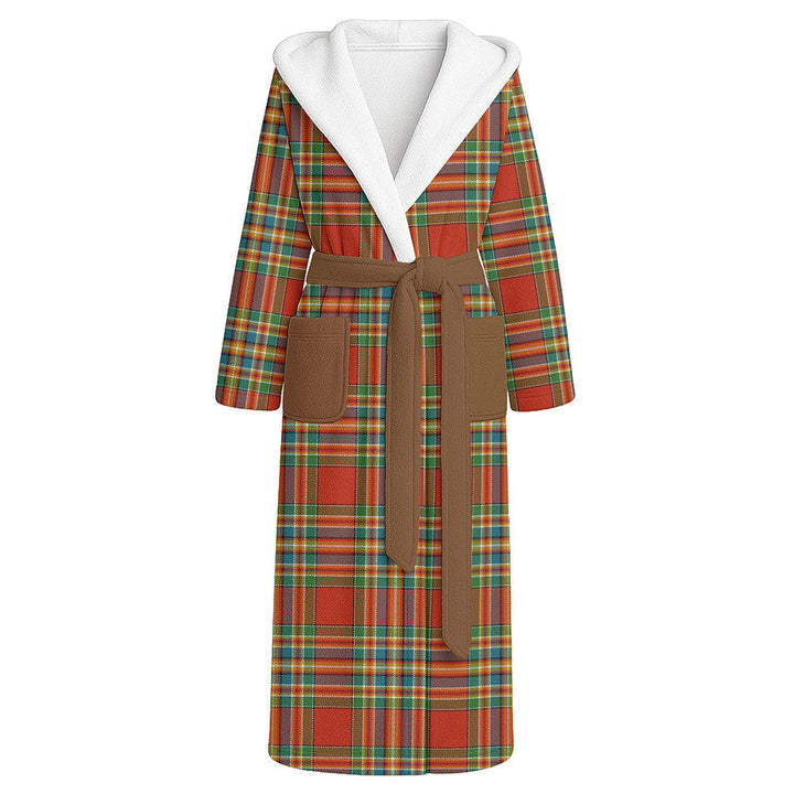 Chattan Ancient Clan Badge Tartan Flannel Hooded Bathrobe