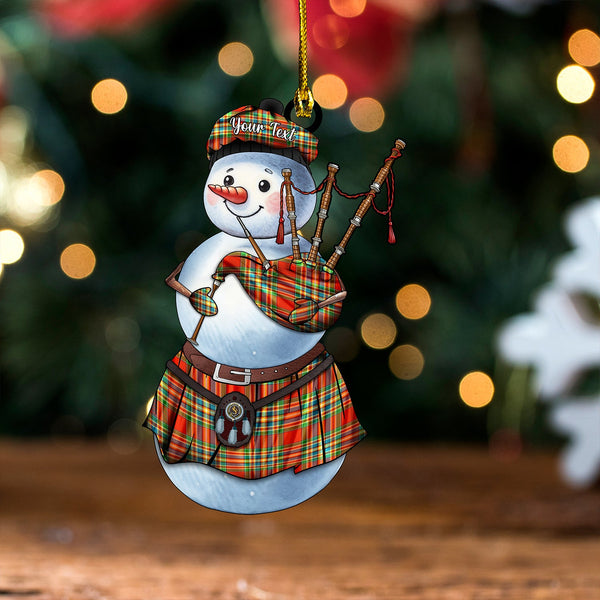 Chattan Ancient Clan Badge Tartan Wood Acrylic Ornament Snowman Bagpipe Personalized