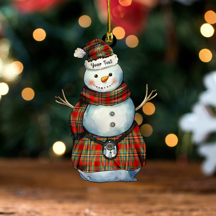 Chattan Ancient Clan Badge Tartan Wood Acrylic Ornament Snowman Warrior Personalized