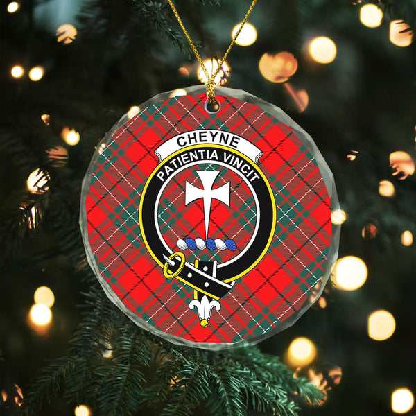 Cheyne Clan Badge Tartan Glass Ornament