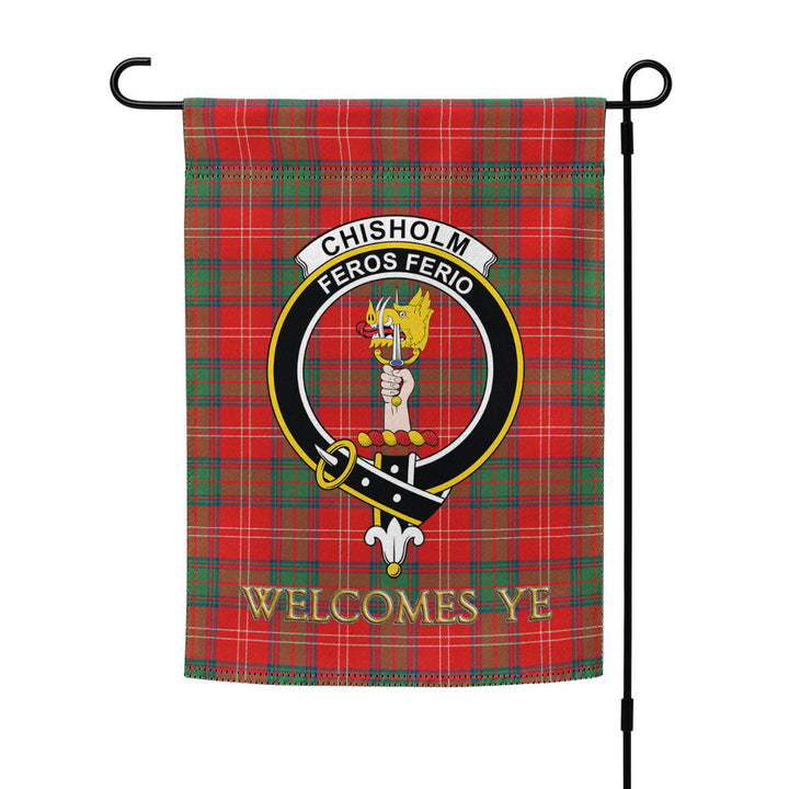 Chisholm Modern Clan Badge Tartan Garden Flag