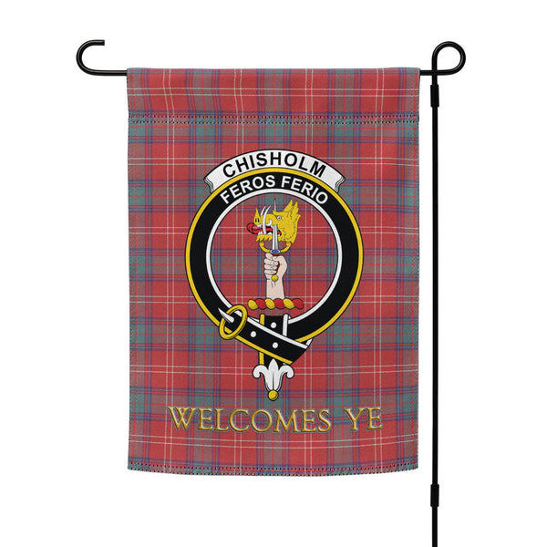 Chisholm Weathered Clan Badge Tartan Garden Flag