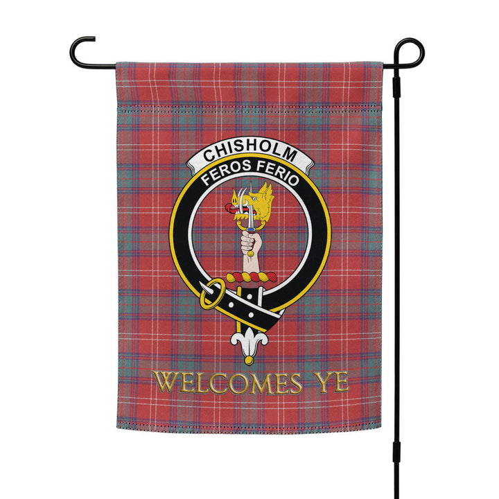 Chisholm Weathered Clan Badge Tartan Garden Flag