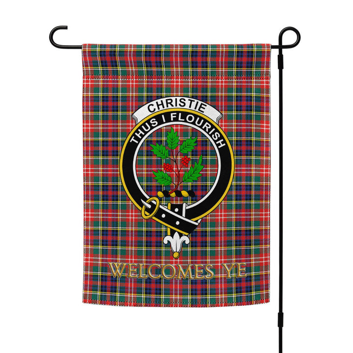 Christie Modern Clan Badge Tartan Garden Flag