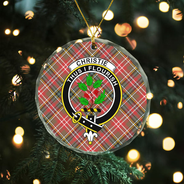 Christie Weathered Clan Badge Tartan Glass Ornament