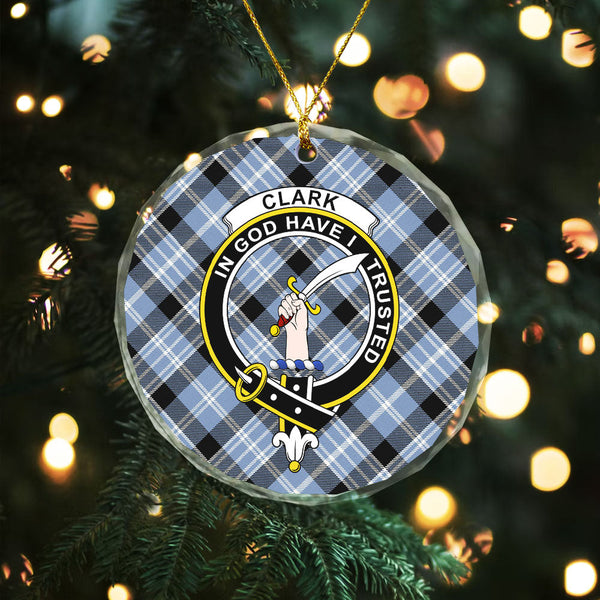 Clark Ancient Clan Badge Tartan Glass Ornament