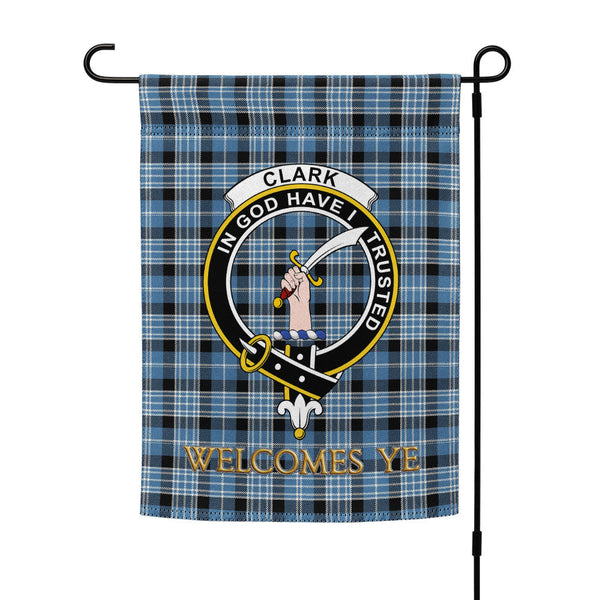 Clark Modern Clan Badge Tartan Garden Flag