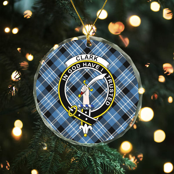 Clark Modern Clan Badge Tartan Glass Ornament