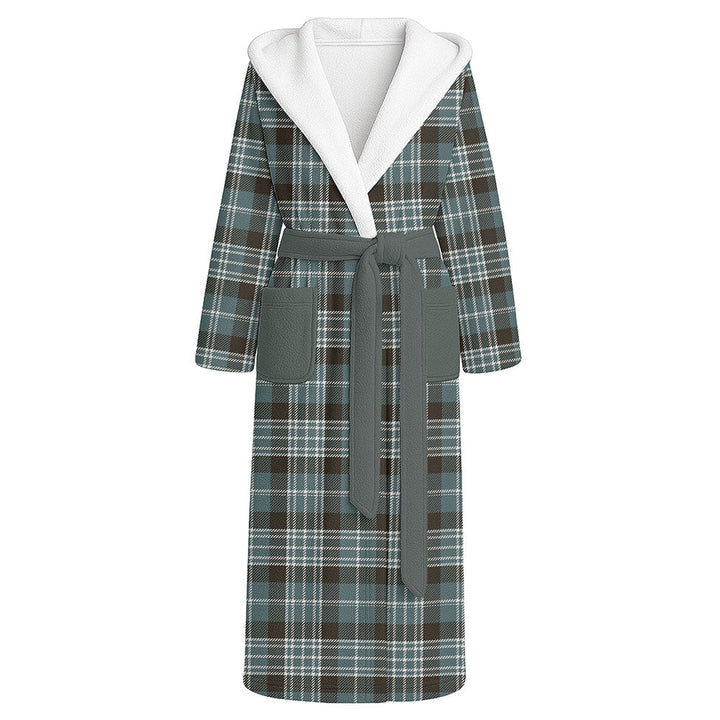 Clark Weathered Clan Badge Tartan Flannel Hooded Bathrobe