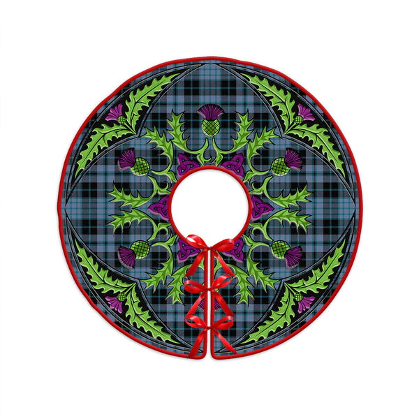Clark (Clergy) Ancient Clan Badge Tartan Christmas Tree Skirt Scottish Thistle Design