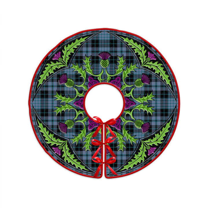 Clark (Clergy) Ancient Clan Badge Tartan Christmas Tree Skirt Scottish Thistle Design