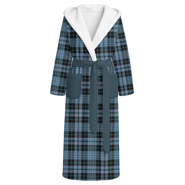 Clark (Clergy) Ancient Clan Badge Tartan Flannel Hooded Bathrobe