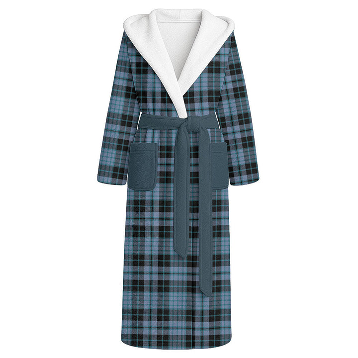 Clark (Clergy) Ancient Clan Badge Tartan Flannel Hooded Bathrobe