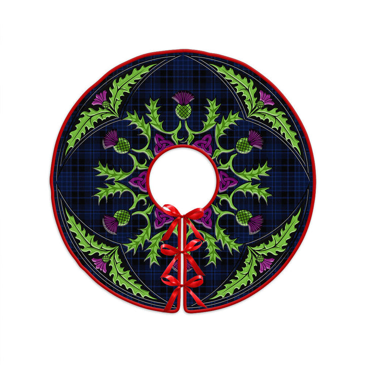 Clark (Clergy) Modern Clan Badge Tartan Christmas Tree Skirt Scottish Thistle Design