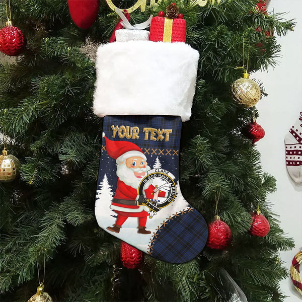 Clark (Clergy) Modern Clan Badge Tartan Christmas Stocking Holiday Blessings Merry Christmas Joy