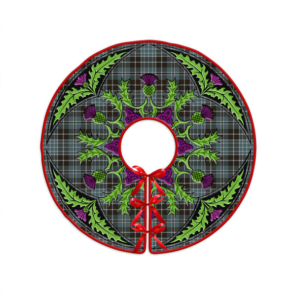 Clark (Clergy) Weathered Clan Badge Tartan Christmas Tree Skirt Scottish Thistle Design