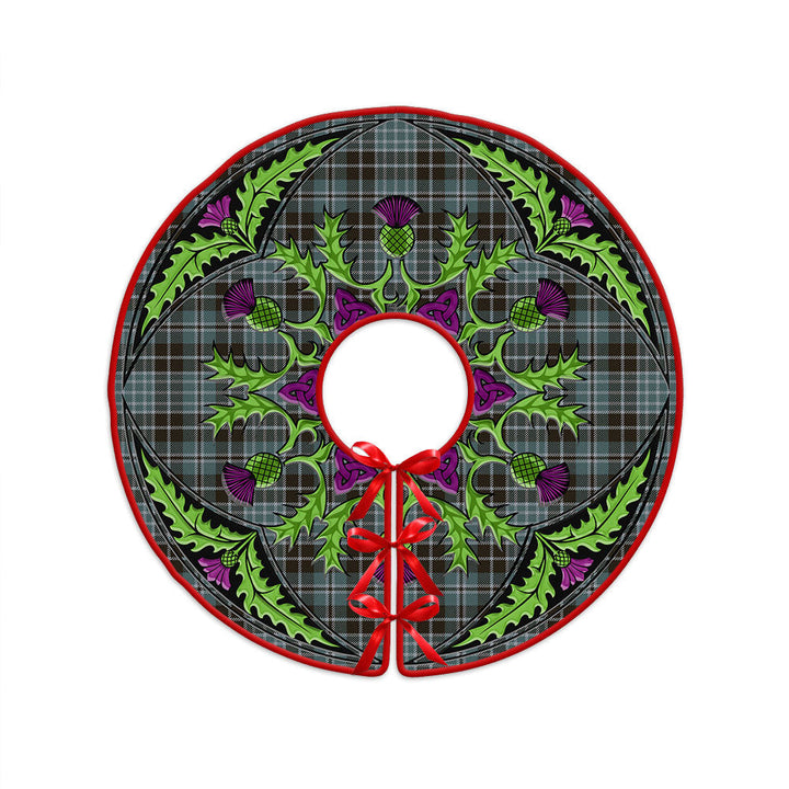 Clark (Clergy) Weathered Clan Badge Tartan Christmas Tree Skirt Scottish Thistle Design