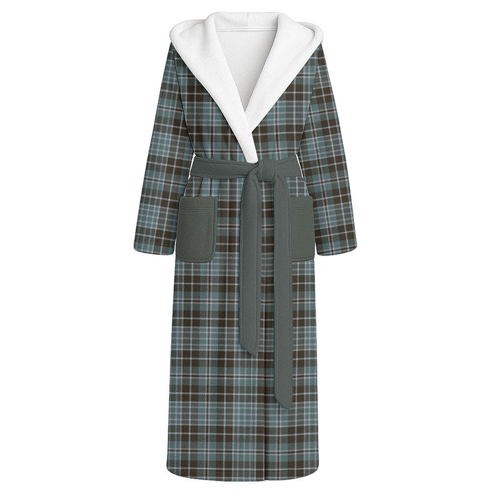 Clark (Clergy) Weathered Clan Badge Tartan Flannel Hooded Bathrobe