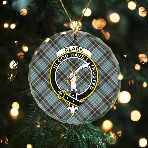 Clark (Clergy) Weathered Clan Badge Tartan Glass Ornament