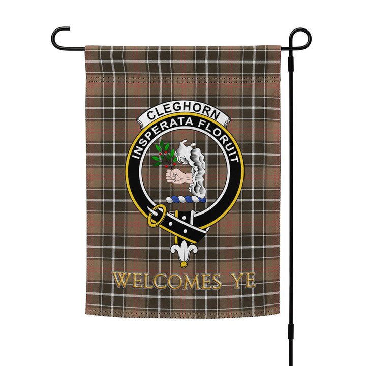 Cleghorn Weathered Clan Badge Tartan Garden Flag