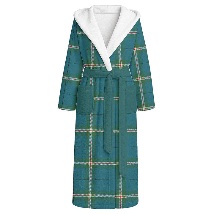 Cleland Ancient Clan Badge Tartan Flannel Hooded Bathrobe