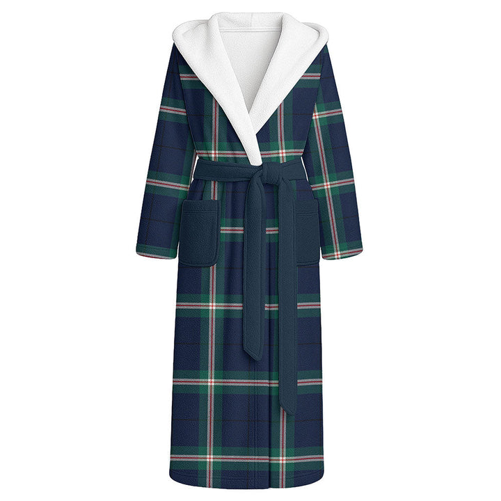 Cleland Modern Clan Badge Tartan Flannel Hooded Bathrobe