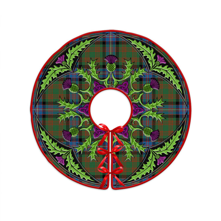 Cochrane (Cochran) Ancient Clan Badge Tartan Christmas Tree Skirt Scottish Thistle Design