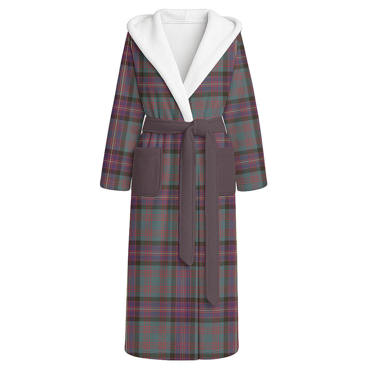 Cochrane (Cochran) Weathered Clan Badge Tartan Flannel Hooded Bathrobe