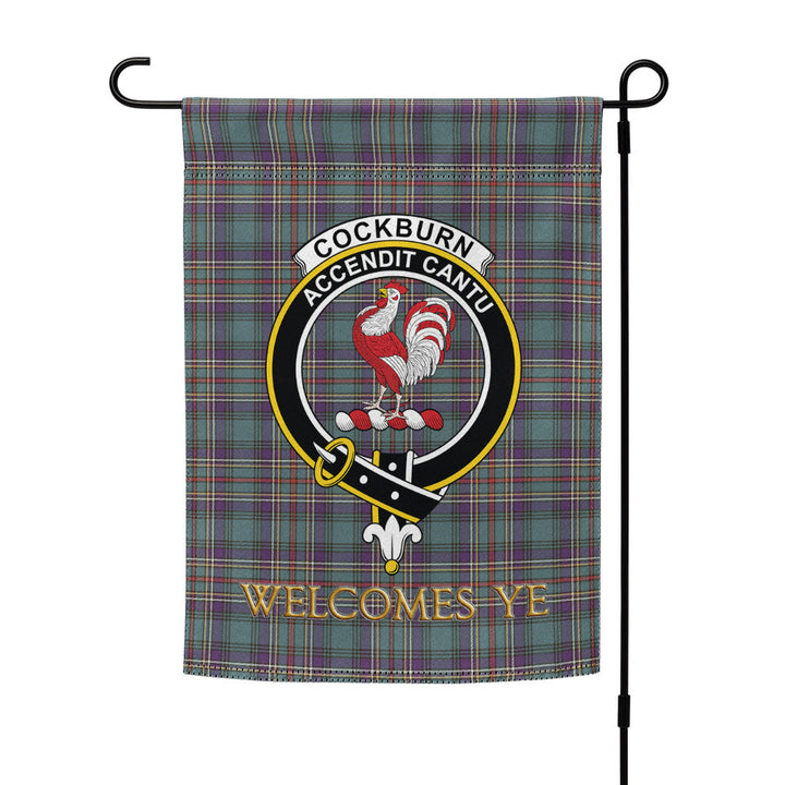 Cockburn (Coburn) Weathered Clan Badge Tartan Garden Flag