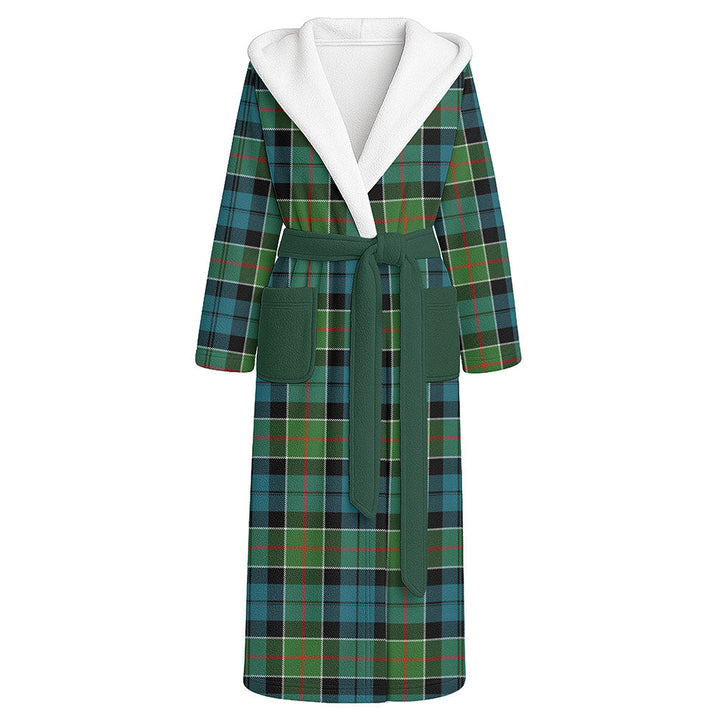 Colquhoun Ancient Clan Badge Tartan Flannel Hooded Bathrobe