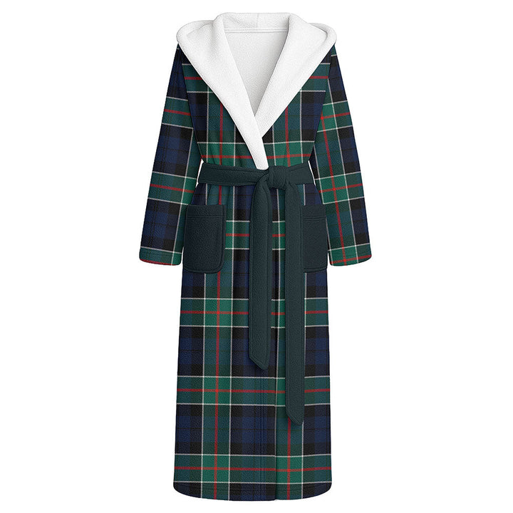 Colquhoun Modern Clan Badge Tartan Flannel Hooded Bathrobe