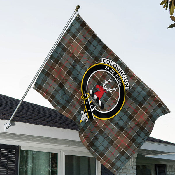 Colquhoun Weathered Clan Badge Tartan House Flag