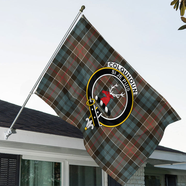 Colquhoun Weathered Clan Badge Tartan House Flag