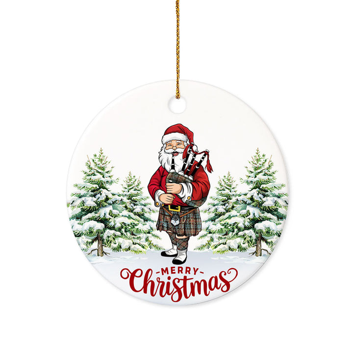 Colquhoun Weathered Tartan Ceramic Ornament Santa