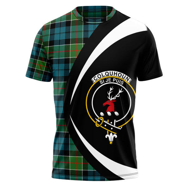 Colquhoun (Cowans) Ancient Clan Badge Tartan T-Shirt Circle Style Personalized