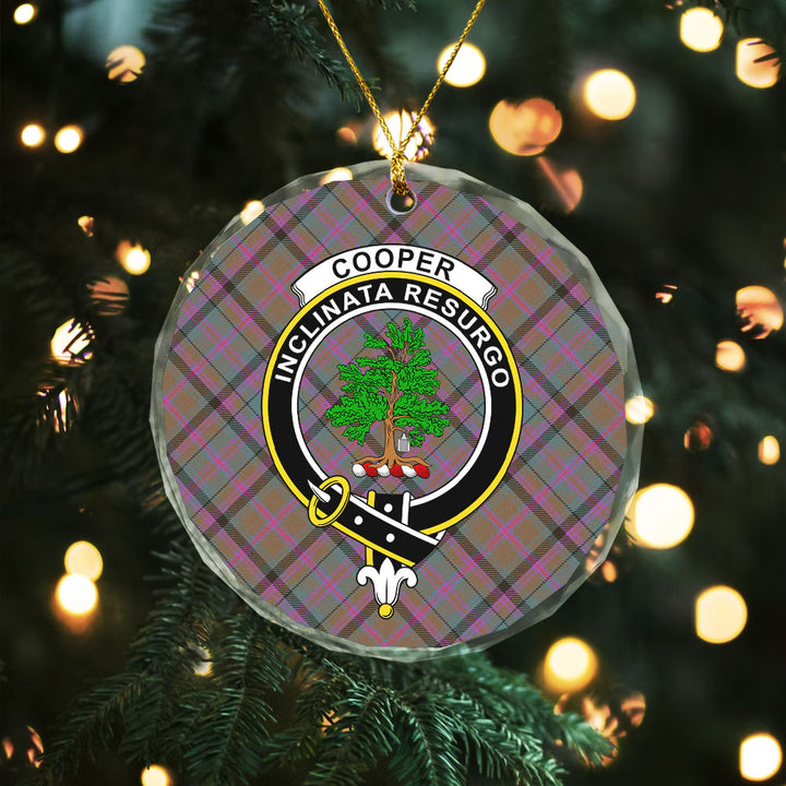 Cooper Weathered Clan Badge Tartan Glass Ornament