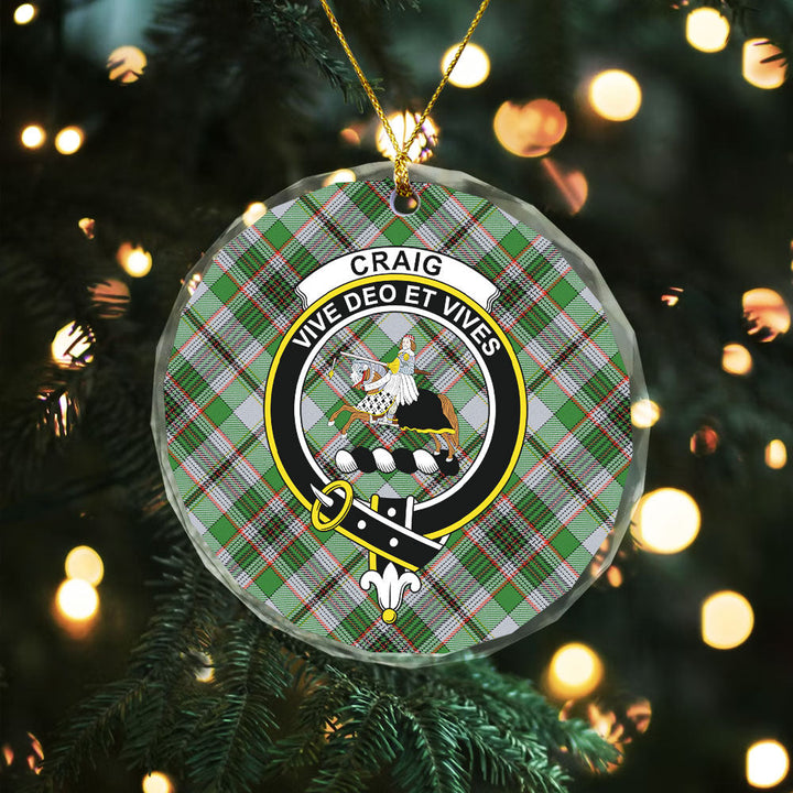 Craig (Craigie) Ancient Clan Badge Tartan Glass Ornament