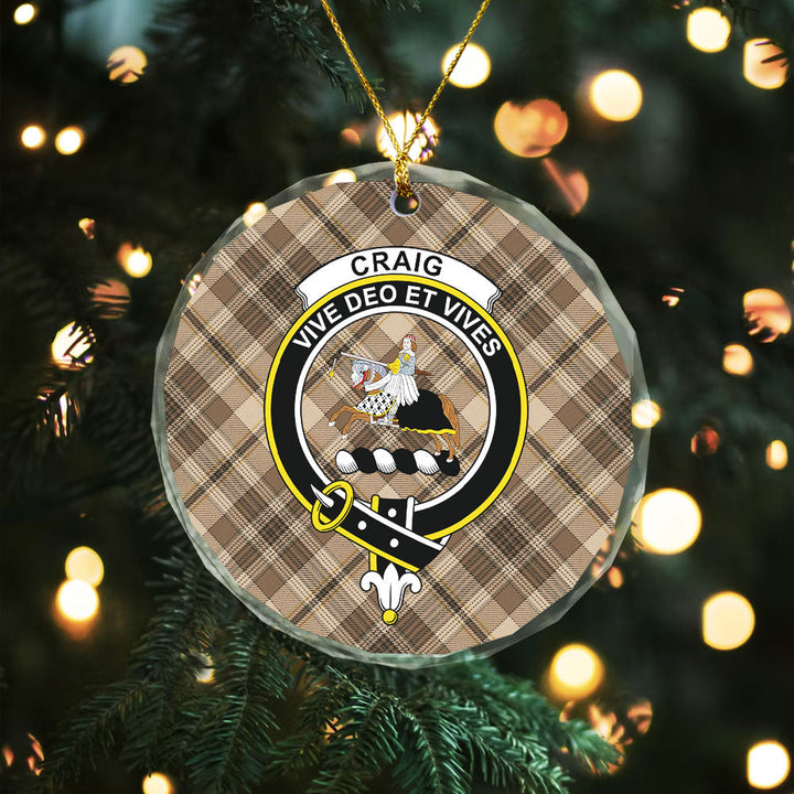 Craig (Craigie) Weathered Clan Badge Tartan Glass Ornament