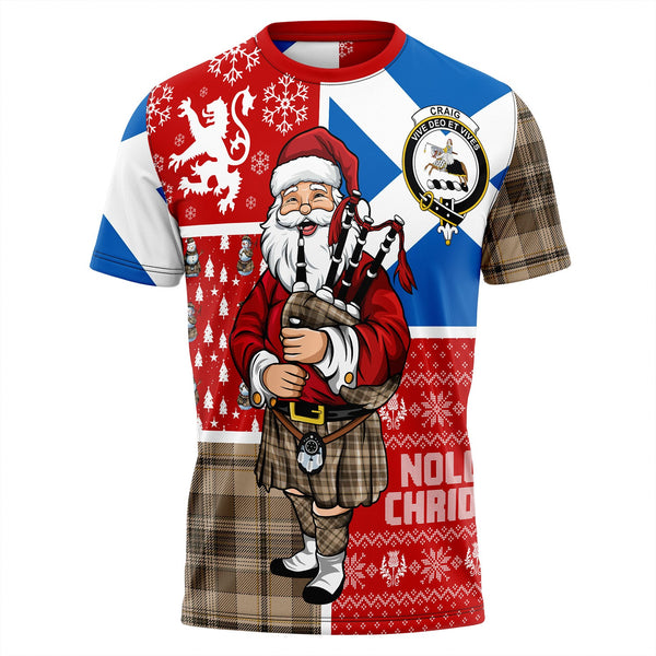 Craig (Craigie) Weathered Clan Badge Tartan T-Shirt Scotland Christmas Santa
